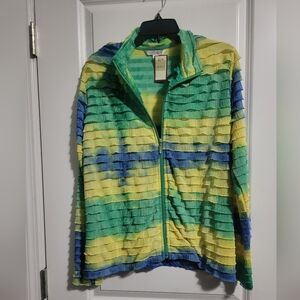 Erin London Colorful Tiered Satin Zip-Up Jacket